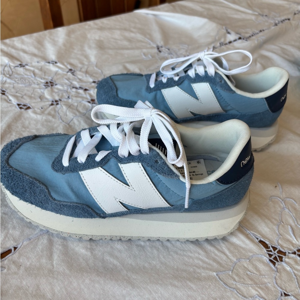 New Balance Blue Suede & Nylon Sneakers with White N Logo